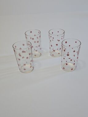 Vintage Kraft Cheese Set Of 4 Spread Glass Jar Juice Glasses 3.5"